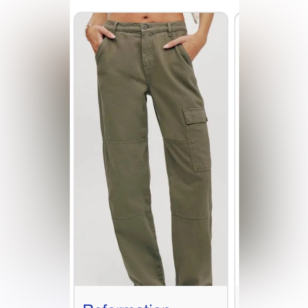 Reformation Olive Green Cargo Jeans